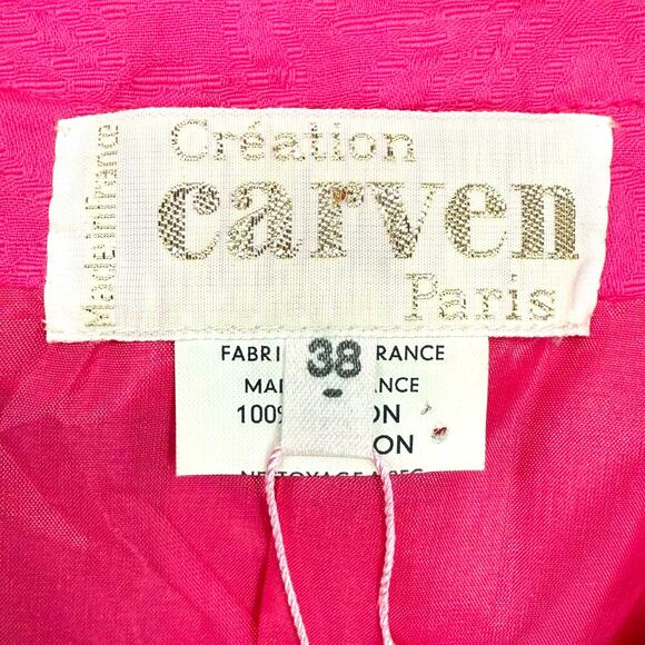 80s Carven Paris Jacquard Short Sleeve Jacket, Size 38, Made in France - Picture 6 of 7